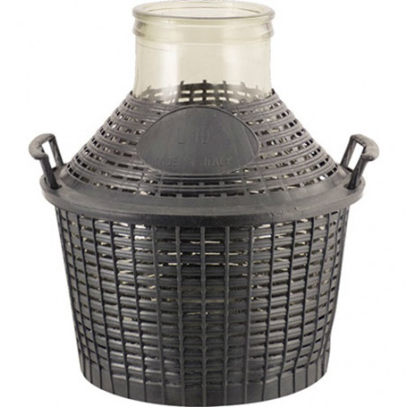 Glass Demijohn - 2.6 G (10 L) - Wide Mouth with Plastic Basket