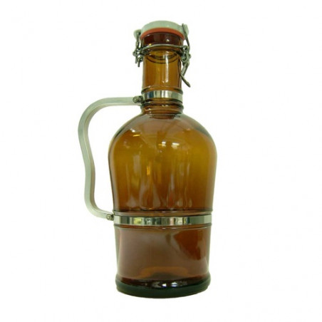 2 L Widemouth Brown Swing Top Glass Growler with Handle