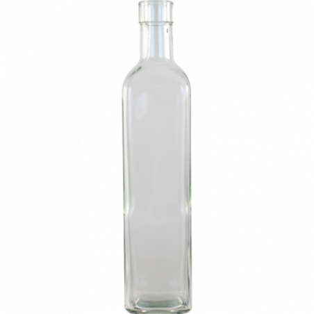 500 mL Clear Square Sided Glass Bottles- Case of 12