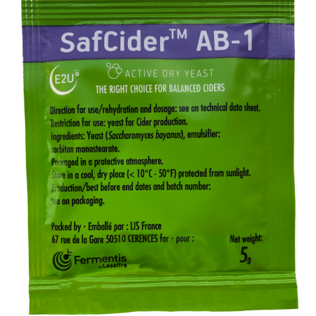 Fermentis SafCider AB-1 Active Dry Yeast for Cider, 5g