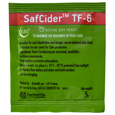 Fermentis SafCider TF-6 Active Dry Yeast for Cider, 5g
