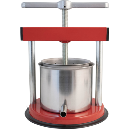 Small Food Press | Fruit | Cheese | Butter | 12 cm x 11.5 cm | Stainless Steel Basket and Basin | Red "Tommy" Model