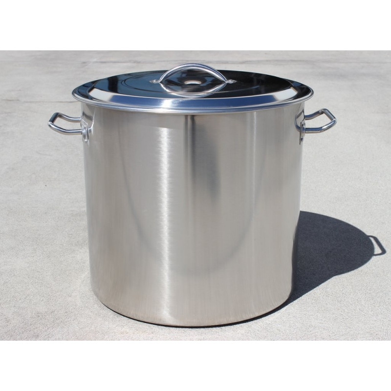 CONCORD Polished Stainless Steel Stock Pot Brewing Beer Kettle Mash Tun w/Flat Lid 40 QT 