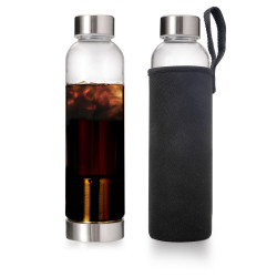 Brew + Travel Bottle 20 oz. Borosilicate Glass Bottle with  Stainless Steel Filter