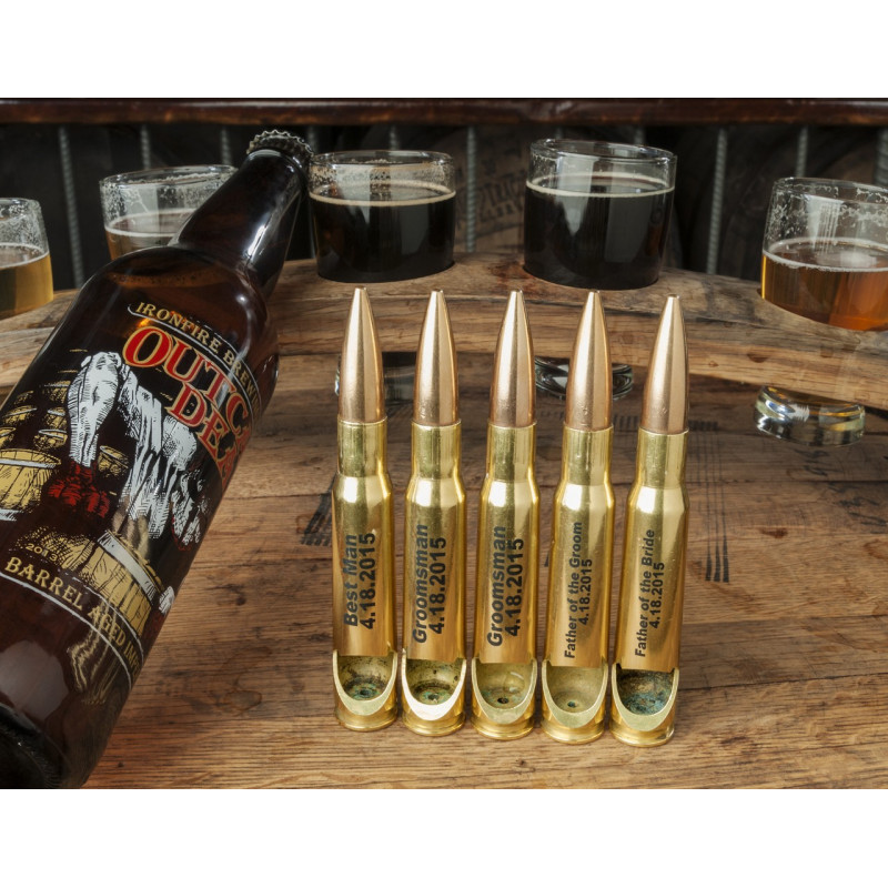 Groomsman Set of .50 Caliber Bullet Bottle Openers
