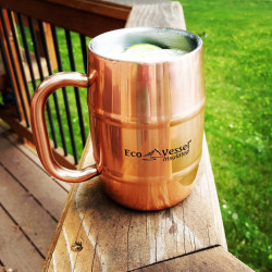 Double Barrel 17 oz. Insulated Copper Beer Mug with Lid