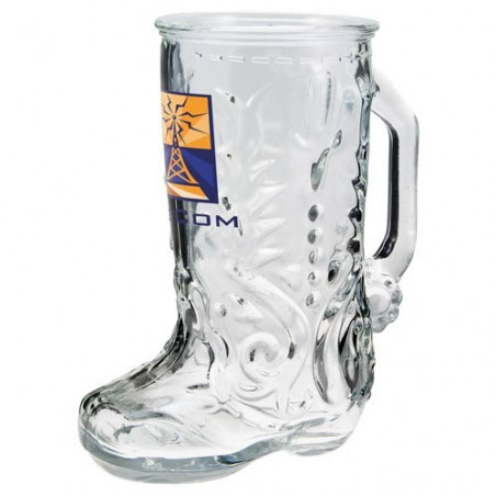 Custom Printed 16 Oz Glass Boot-Shaped Mug