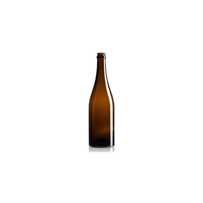 750 ml, 26mm Amber Champagne Bottles Full Punt, Crown or Cork Finish - Case / 12