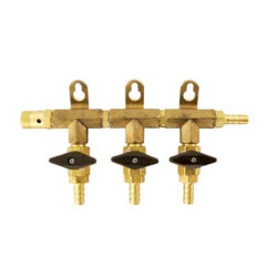 Gas Manifold - 3 Way (Brass)