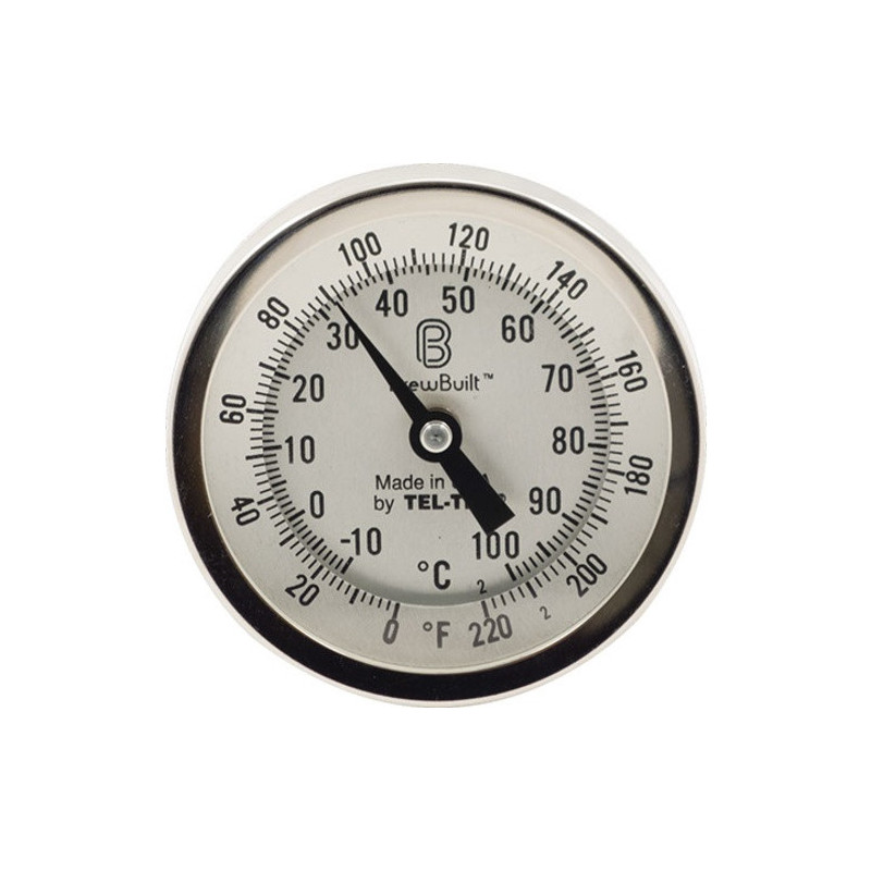 1/2 NPT Brew Thermometer, Non-Adjustable Face